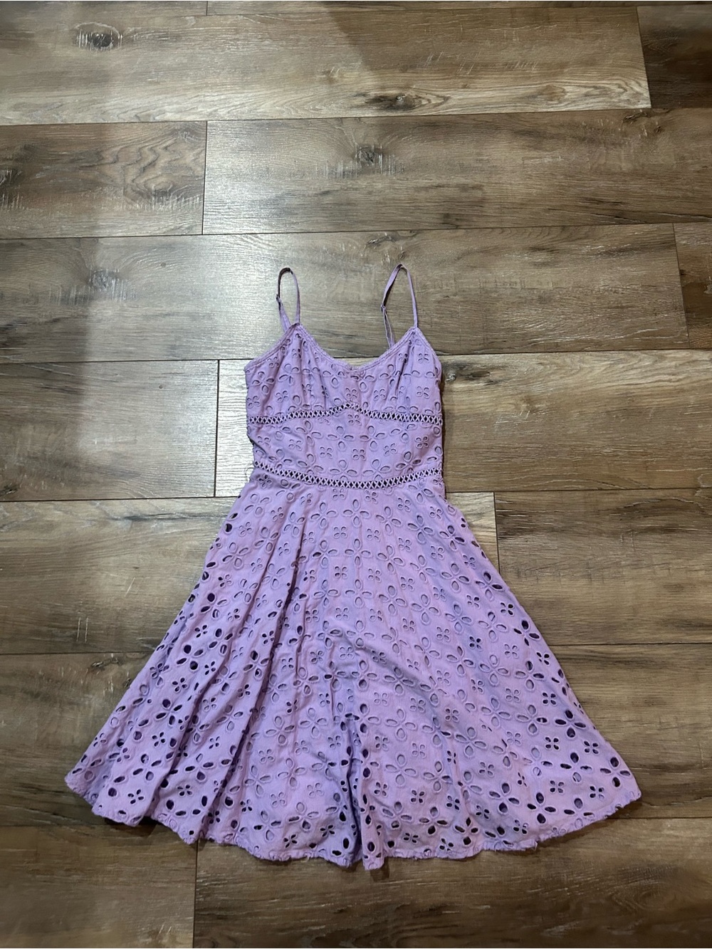 VENUS Lavender Eyelet Spaghetti Strap Fit-&-Flare Dress